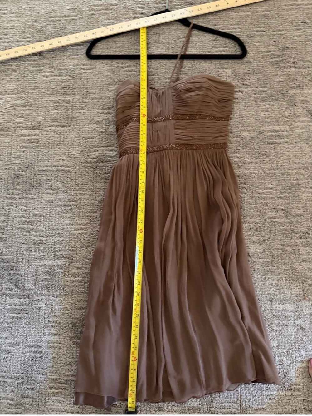 Laundry by Shelli Segal 100% Silk Beaded Chiffon Dress Brown Size 4 - Picture 11 of 11